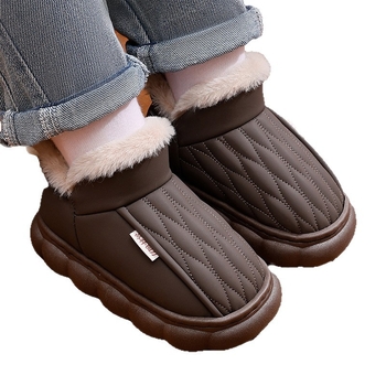 Unutarnje dječje cipele s fleece podstavom, debela EVA potplat, protuklizni PU gornji dio, prugasti uzorak, zimi, unisex, uzrast 4–16 godina