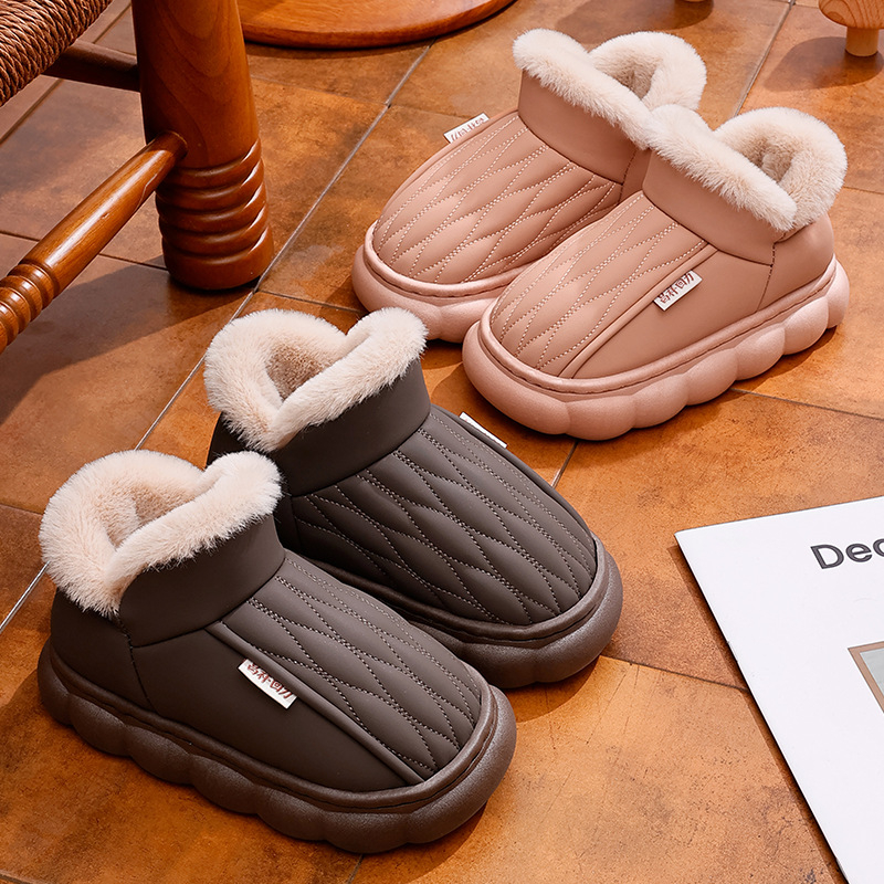 Unutarnje dječje cipele s fleece podstavom, debela EVA potplat, protuklizni PU gornji dio, prugasti uzorak, zimi, unisex, uzrast 4–16 godina