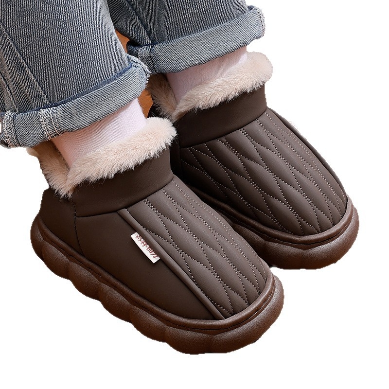 Unutarnje dječje cipele s fleece podstavom, debela EVA potplat, protuklizni PU gornji dio, prugasti uzorak, zimi, unisex, uzrast 4–16 godina