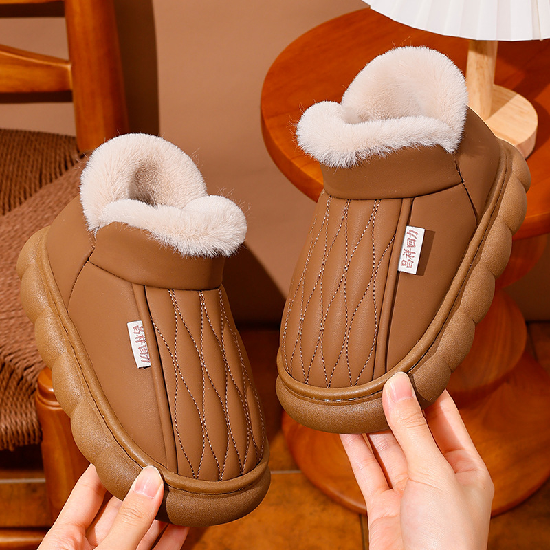 Unutarnje dječje cipele s fleece podstavom, debela EVA potplat, protuklizni PU gornji dio, prugasti uzorak, zimi, unisex, uzrast 4–16 godina