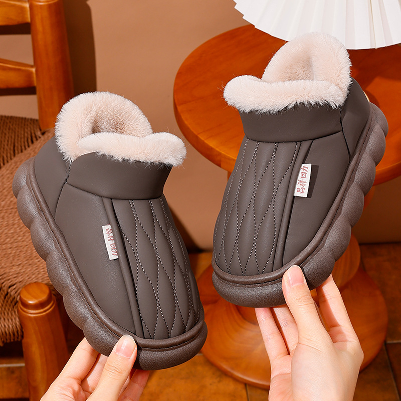 Unutarnje dječje cipele s fleece podstavom, debela EVA potplat, protuklizni PU gornji dio, prugasti uzorak, zimi, unisex, uzrast 4–16 godina