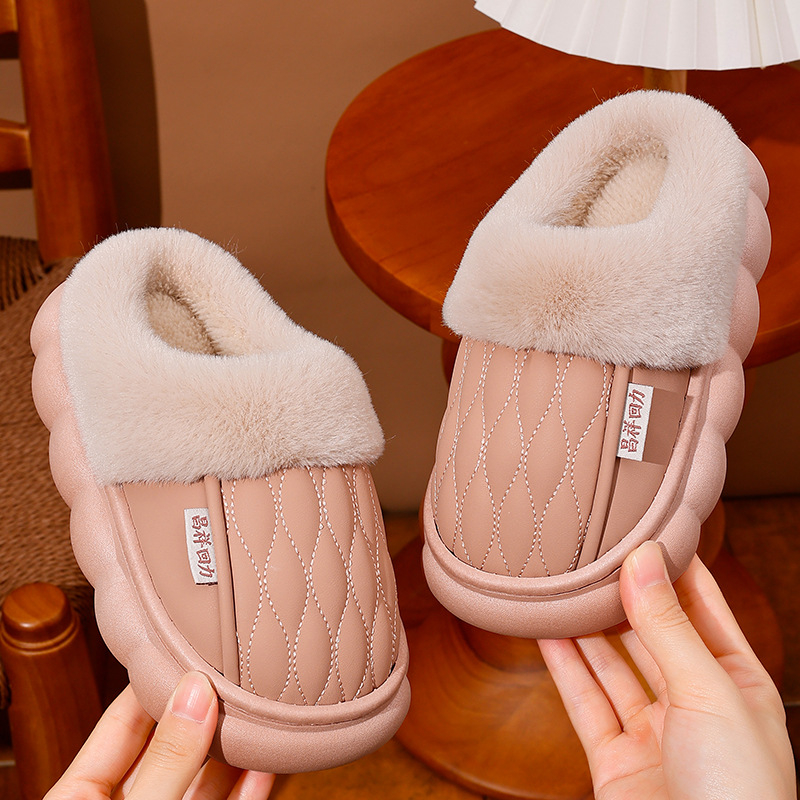 Unutarnje dječje cipele s fleece podstavom, debela EVA potplat, protuklizni PU gornji dio, prugasti uzorak, zimi, unisex, uzrast 4–16 godina