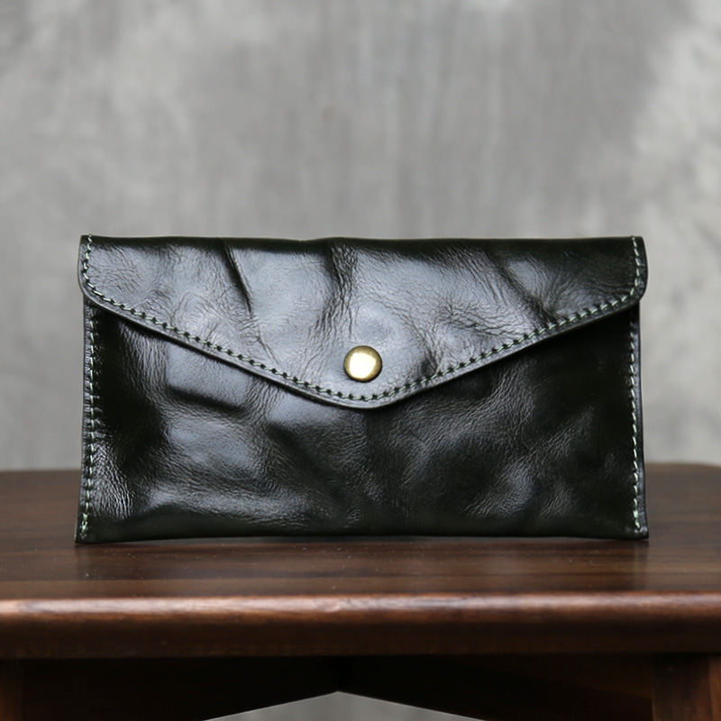 Dugi novčanik od prave kože, gornji sloj kože, 2 preklopa, ulični stil, unisex clutch