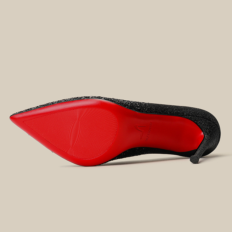 Ženske štikle s oštrim nosom, glitter vamp, stiletto potpetica, visina potpetice iznad 8 cm