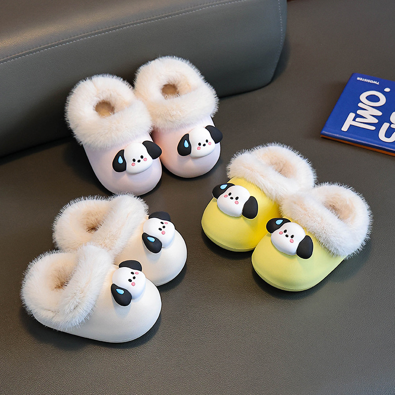 Unisex dječje EVA papuče za unutarnju upotrebu s uklonjivim zaštitnim navlakama za cipele, crtani uzorak, zima 2025 (Gornji EVA, Peta EVA)