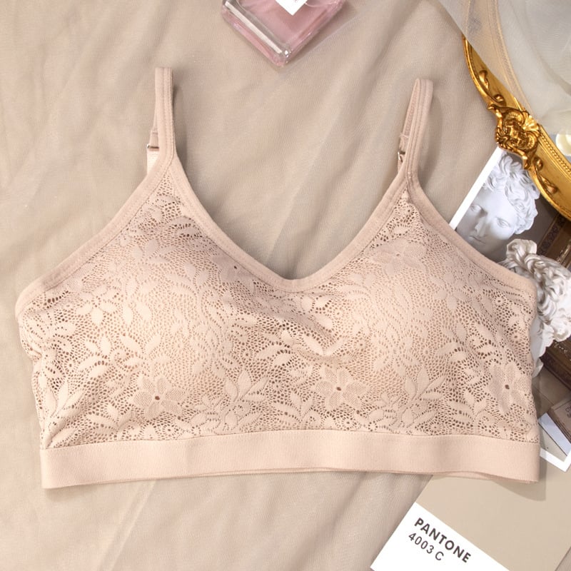 Push-Up grudnjak s čipkastim naramenicama, najlonska tkanina, pune košarice, prozračan