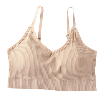 Bezrameni sportski grudnjak s oblikovanim košaricama, prozračan Nylon-Spandex, natrag oblikovan dizajn, bežični, protiv vibracija za trčanje