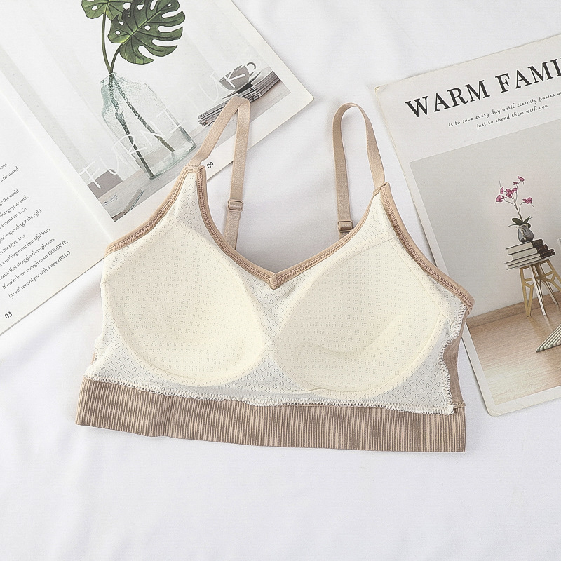 Bezrameni sportski grudnjak s oblikovanim košaricama, prozračan Nylon-Spandex, natrag oblikovan dizajn, bežični, protiv vibracija za trčanje