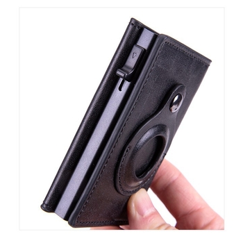 AirTag držač kartica s RFID zaštitom - PU koža, kapacitet 6 kartica, debljina 13 mm