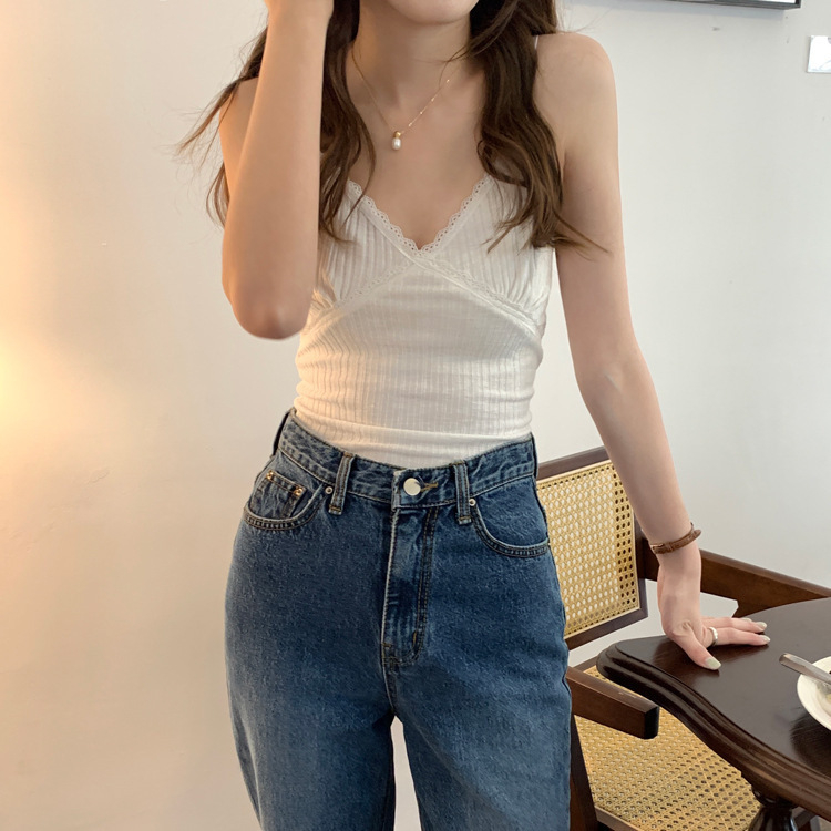 Νάιλον δαντελένιο camisole με επένδυση στήθους, αναπνέουσα, όμορφο πίσω, tube top με μήκος μέσης