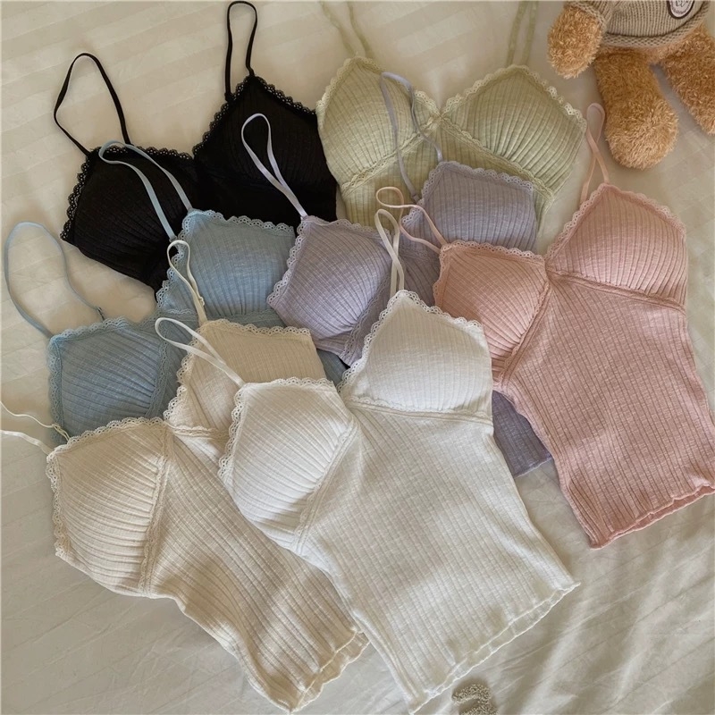 Νάιλον δαντελένιο camisole με επένδυση στήθους, αναπνέουσα, όμορφο πίσω, tube top με μήκος μέσης