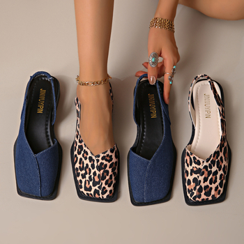 Női Toe-Cap Szandál – Négyzetes Orr, PU Felsőrész, Gumitalp, Alacsony Profil, Elasztikus Pánt