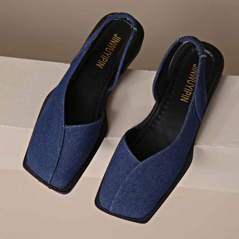 Női Toe-Cap Szandál – Négyzetes Orr, PU Felsőrész, Gumitalp, Alacsony Profil, Elasztikus Pánt