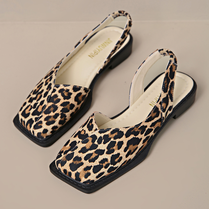 Női Toe-Cap Szandál – Négyzetes Orr, PU Felsőrész, Gumitalp, Alacsony Profil, Elasztikus Pánt