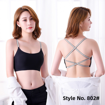 Κορσές χωρίς τιράντες για το στήθος με διασταυρούμενους ιμάντες στο πίσω μέρος; ύφασμα από μπαμπού, 86% νάιλον, πίσω με διάτρητο σχέδιο