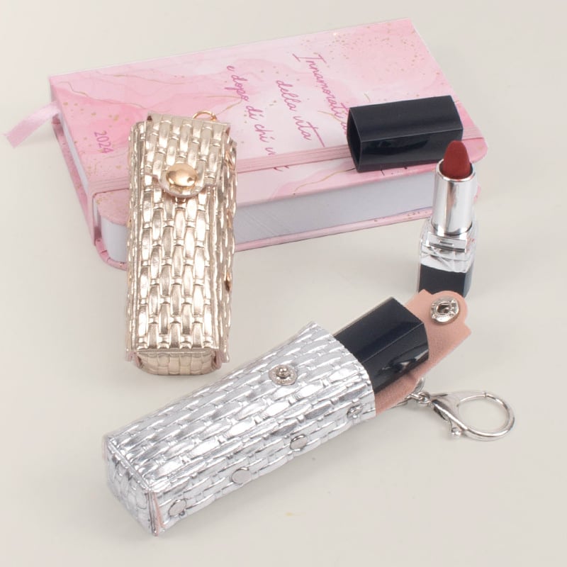 Prijenosna torbica za ruž s privjeskom, mini kozmetička torbica od PVC s kariranim uzorkom, lagana, za žene, gradski stil
