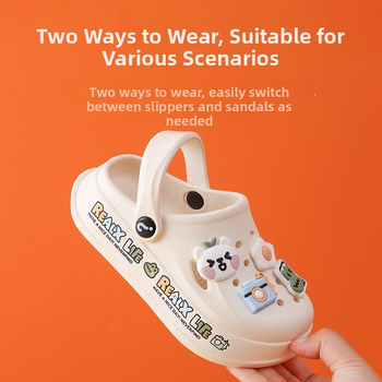 Papuci DIY pentru copii, design iepuraș drăguț, partea superioară EVA, unisex, stil Baotou, pentru copii 7–12 ani, Primăvara 2023