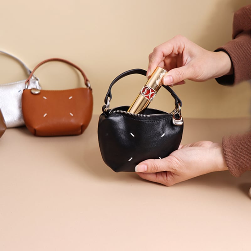 Női érme pénztárca, valódi bőr, első réteg tehénbőr, crossbody stílus, poliészter bélés