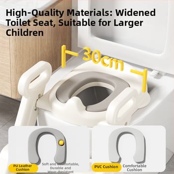 Детски стъпаловиден помощник за тоалет с ръкохватка, стъпало за трениране и независимо ползване