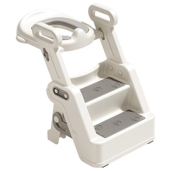 Детски стъпаловиден помощник за тоалет с ръкохватка, стъпало за трениране и независимо ползване