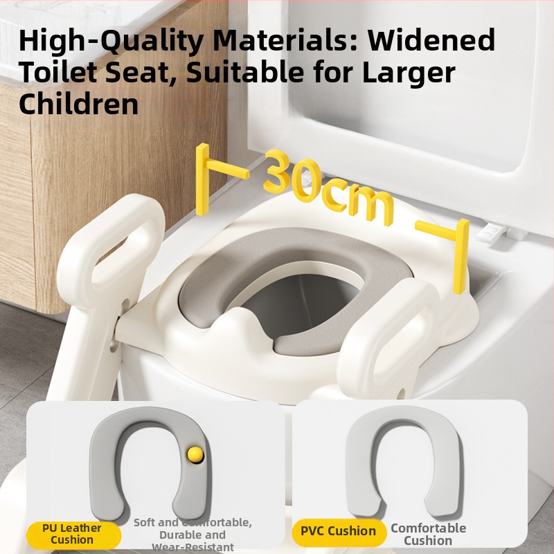 Детски стъпаловиден помощник за тоалет с ръкохватка, стъпало за трениране и независимо ползване