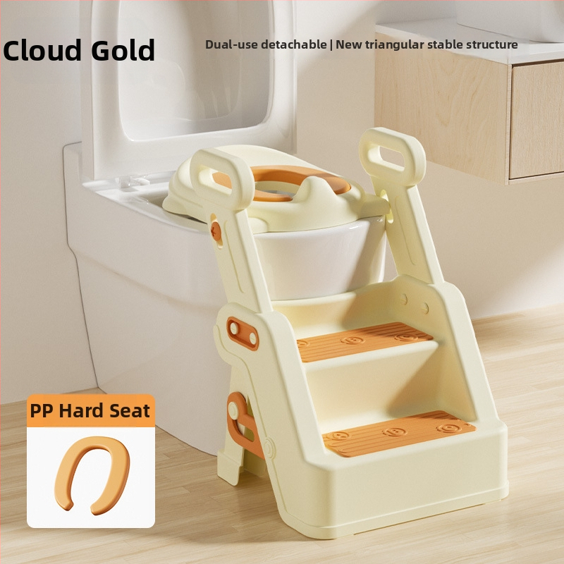 Детски стъпаловиден помощник за тоалет с ръкохватка, стъпало за трениране и независимо ползване