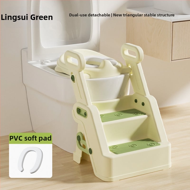 Детски стъпаловиден помощник за тоалет с ръкохватка, стъпало за трениране и независимо ползване