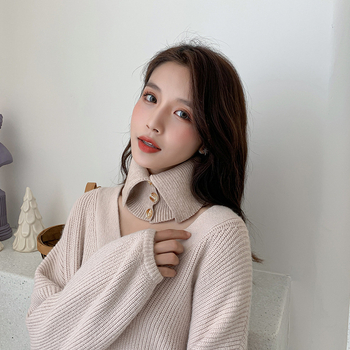 Šal za vrat u korejskom stilu, pleteni warp-knit, topao za zimu, viskozni vlakna (50% viskoza, 22% najlon, 28% poliester)