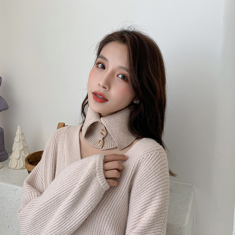 Šal za vrat u korejskom stilu, pleteni warp-knit, topao za zimu, viskozni vlakna (50% viskoza, 22% najlon, 28% poliester)