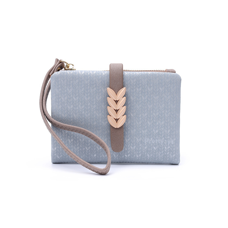 Ženski novčanik od PU kože s reljefnim geometrijskim uzorkom, 2 preklopa, narukvica za zapešće, proširiv
