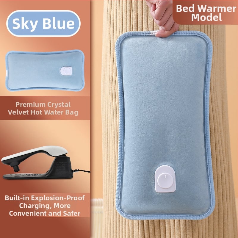 Újratölthető robbanásbiztos melegvíz-palack kézmelegítővel – elektromos fűtés, 220V, 350W, flanel anyag, automatikus kikapcsolás, vállra, nyakra, derékre, hasra, lábakra és kezekre