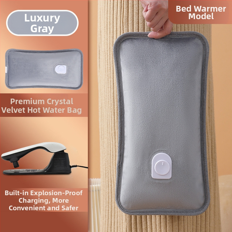 Újratölthető robbanásbiztos melegvíz-palack kézmelegítővel – elektromos fűtés, 220V, 350W, flanel anyag, automatikus kikapcsolás, vállra, nyakra, derékre, hasra, lábakra és kezekre