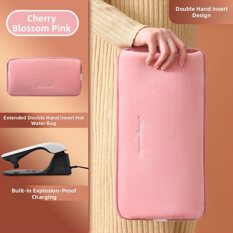 Újratölthető robbanásbiztos melegvíz-palack kézmelegítővel – elektromos fűtés, 220V, 350W, flanel anyag, automatikus kikapcsolás, vállra, nyakra, derékre, hasra, lábakra és kezekre