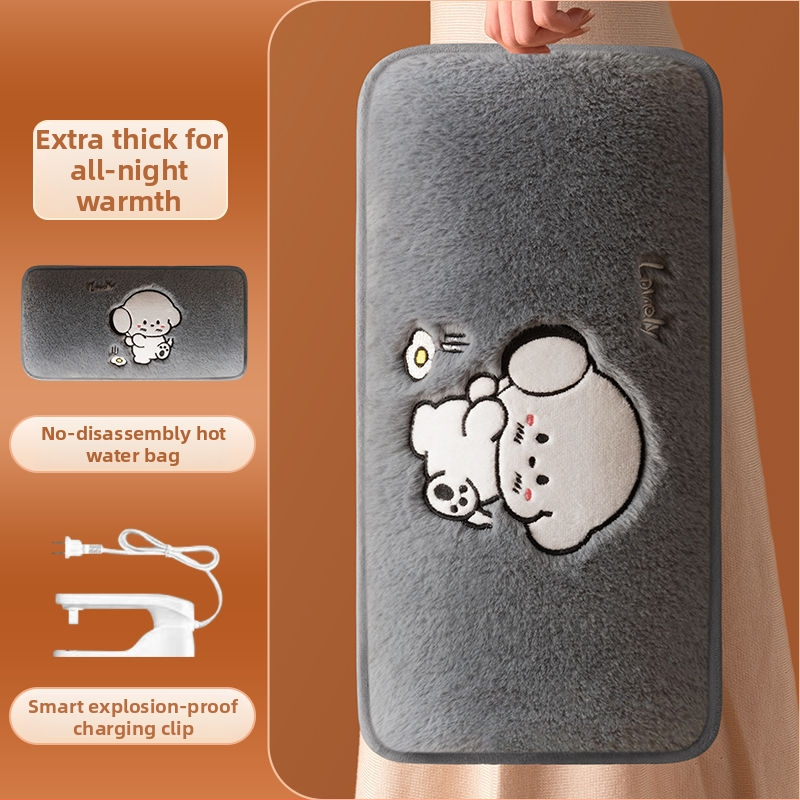 Újratölthető robbanásbiztos melegvíz-palack kézmelegítővel – elektromos fűtés, 220V, 350W, flanel anyag, automatikus kikapcsolás, vállra, nyakra, derékre, hasra, lábakra és kezekre