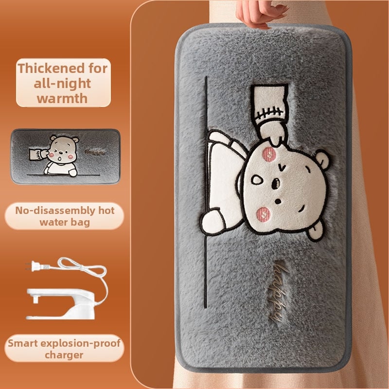 Újratölthető robbanásbiztos melegvíz-palack kézmelegítővel – elektromos fűtés, 220V, 350W, flanel anyag, automatikus kikapcsolás, vállra, nyakra, derékre, hasra, lábakra és kezekre