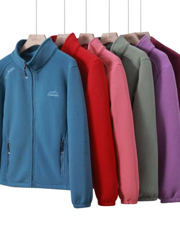 Kapucnis polárkabát, csíkos minta, pamut anyag, poliészter bélés