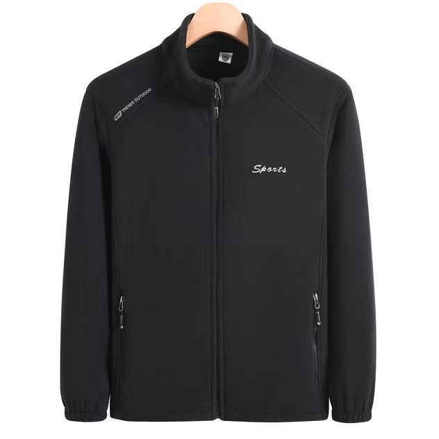 Kapucnis polárkabát, csíkos minta, pamut anyag, poliészter bélés