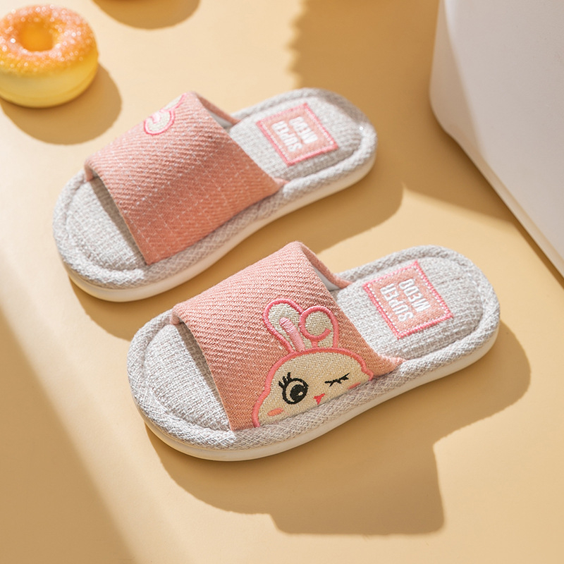 Dječje lanene papuče za unutarnju upotrebu, životinjski uzorak, unisex, PVC đon, protuklizne