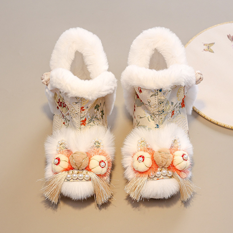 Ghete pentru copii, partea superioară din satin, căptușeală din fleece, talpă din cauciuc antiderapant, închidere cu bandă elastică