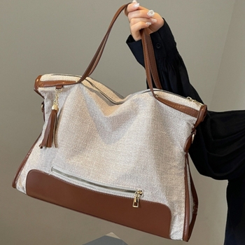 Decai női vászon tote táska, utcai trend, cipzár, horizontális négyszögletes forma