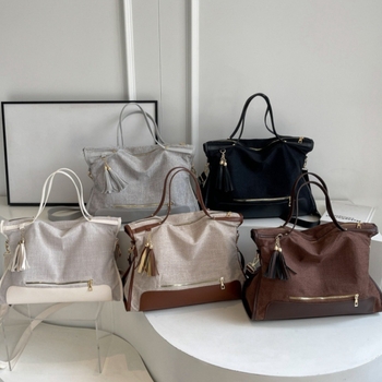 Decai női vászon tote táska, utcai trend, cipzár, horizontális négyszögletes forma