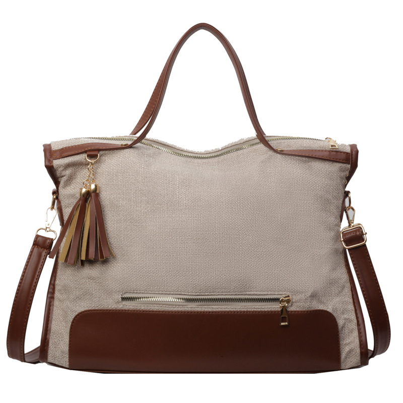 Decai női vászon tote táska, utcai trend, cipzár, horizontális négyszögletes forma