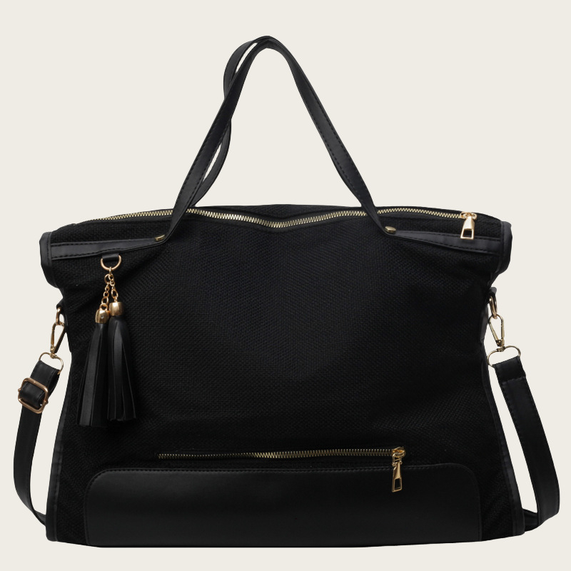 Decai női vászon tote táska, utcai trend, cipzár, horizontális négyszögletes forma