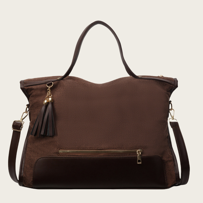 Decai női vászon tote táska, utcai trend, cipzár, horizontális négyszögletes forma