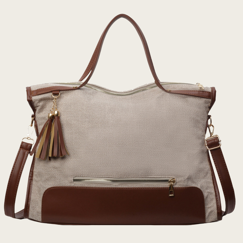 Decai női vászon tote táska, utcai trend, cipzár, horizontális négyszögletes forma