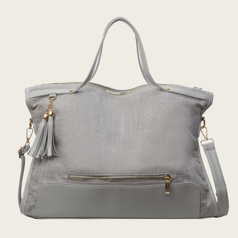 Decai női vászon tote táska, utcai trend, cipzár, horizontális négyszögletes forma