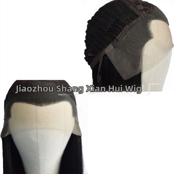 COS paróka férfiaknak, ősi kosztümhöz, hosszú egyenes haj, elülső csipke, elöl kézzel kötött kivitel