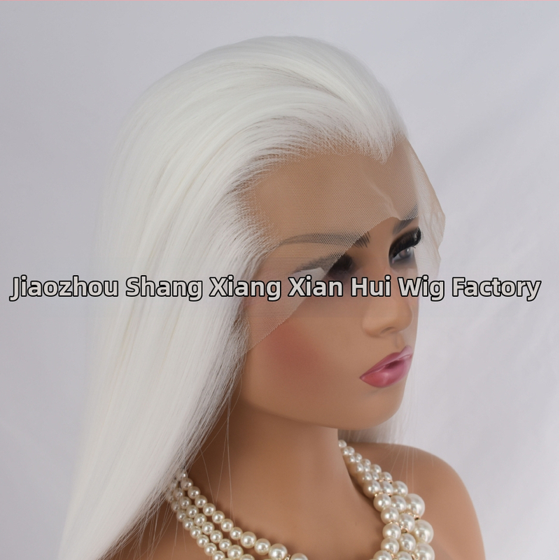 COS paróka férfiaknak, ősi kosztümhöz, hosszú egyenes haj, elülső csipke, elöl kézzel kötött kivitel