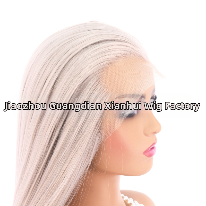 COS paróka férfiaknak, ősi kosztümhöz, hosszú egyenes haj, elülső csipke, elöl kézzel kötött kivitel