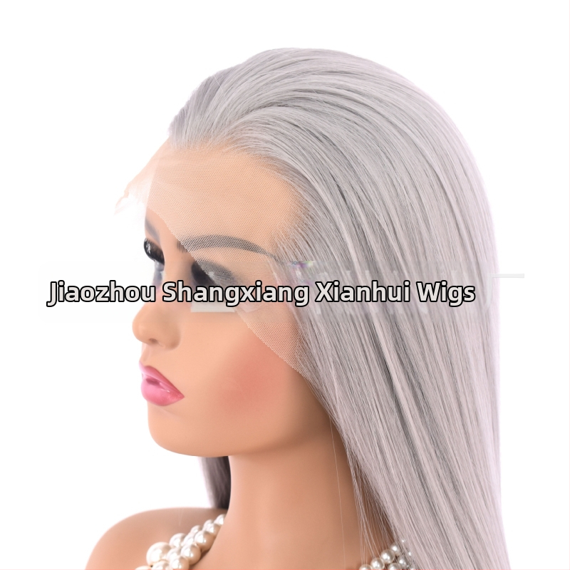 COS paróka férfiaknak, ősi kosztümhöz, hosszú egyenes haj, elülső csipke, elöl kézzel kötött kivitel